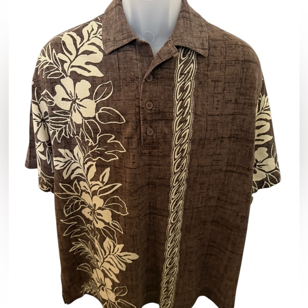 TOMMY BAHAMA 70% Silk Aloha Hawaiian Collared Shirt Men L Large